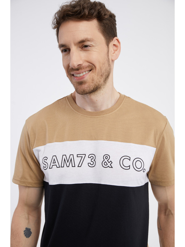 Sam 73 Черно-кафява мъжка тениска SAM 73 Seamus