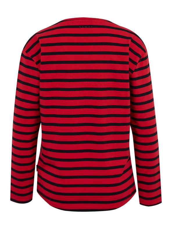 Sam 73 Червена дамска раирана тениска с дълъг ръкав SAM 73 Prudence
