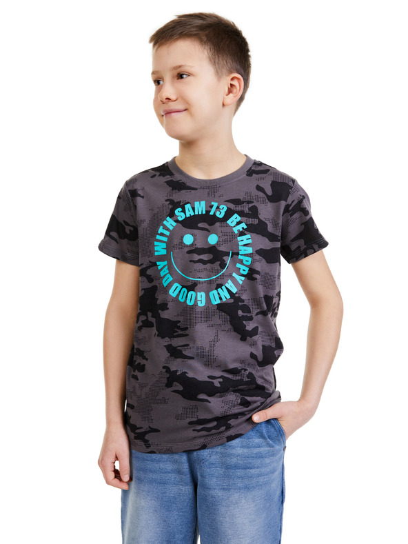 Sam 73 Тъмно сива тениска за момчета с шарка SAM 73 Kelvin