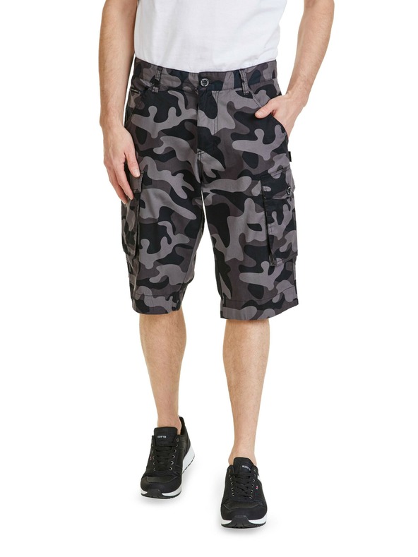 Sam 73 Тъмносиви мъжки къси панталони с шарка SAM 73 John