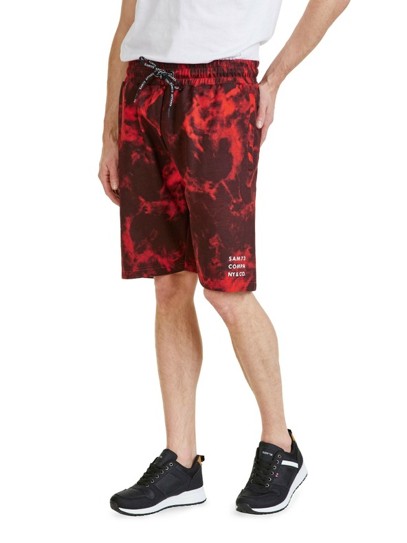 Sam 73 Червени мъжки шарени къси панталони SAM 73 Benedict