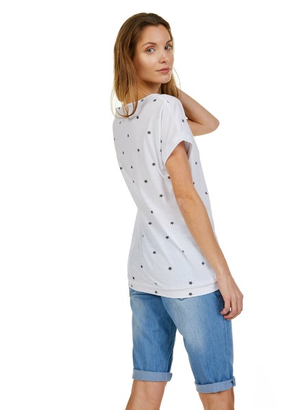 Sam 73 Бяла дамска тениска с щампа SAM 73 Roxanne