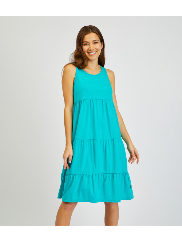 Sam 73 Тюркоазена дамска лятна рокля с волан SAM 73 Chantal