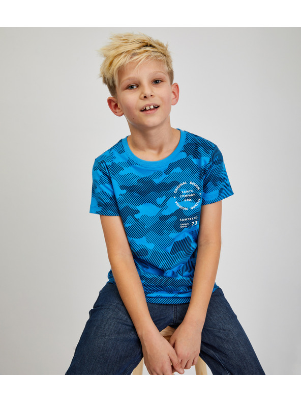 Sam 73 Синя памучна армейска тениска за момчета SAM73 Hydrus