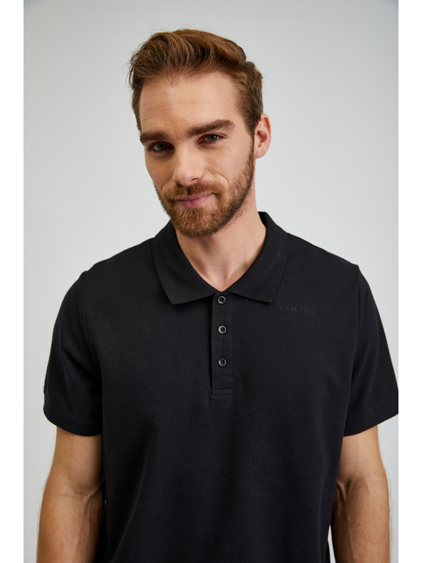 Sam 73 Черна мъжка памучна поло риза SAM73 Chryz