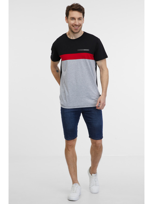 Sam 73 Сиво-черна мъжка тениска SAM 73 Ernesto