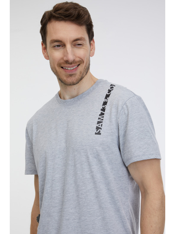 Sam 73 Светлосива мъжка тениска с тен SAM 73 Fabio