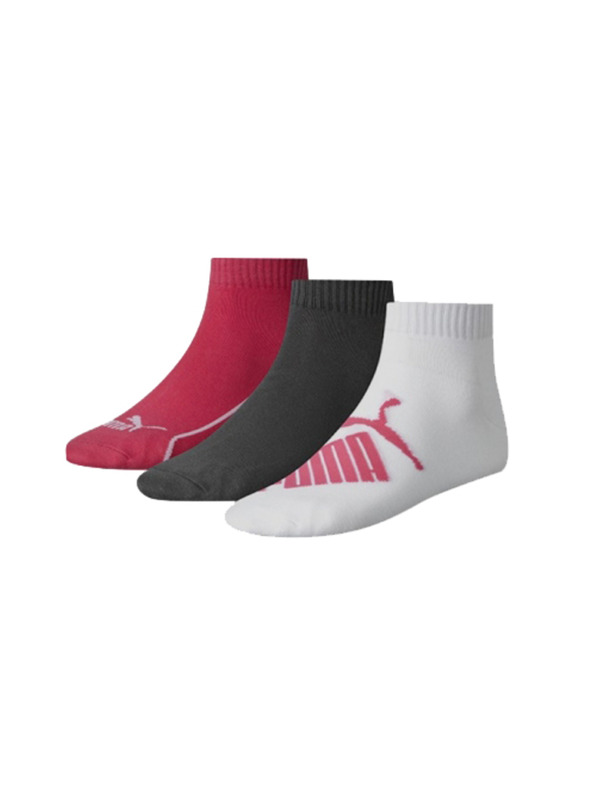 Puma Комплект от три чифта чорапи в тъмнорозово, сиво и бяло Puma
