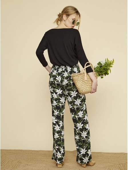 ZOOT.lab Зелен и черен дамски панталон на цветя ZOOT.lab Ena