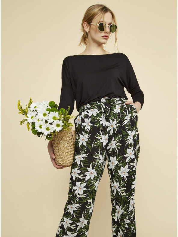ZOOT.lab Зелен и черен дамски панталон на цветя ZOOT.lab Ena