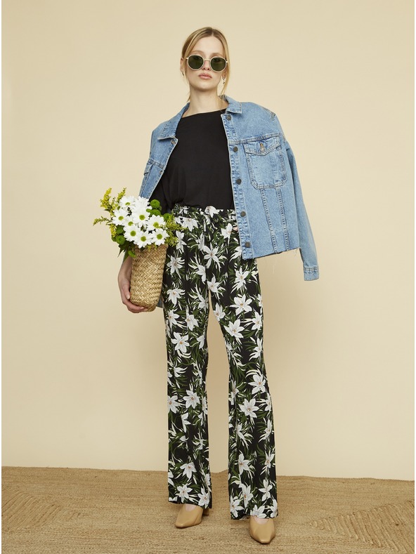 ZOOT.lab Зелен и черен дамски панталон на цветя ZOOT.lab Ena