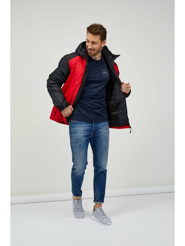 Sam 73 Черно-червено мъжко зимно ватирано яке Sam 73