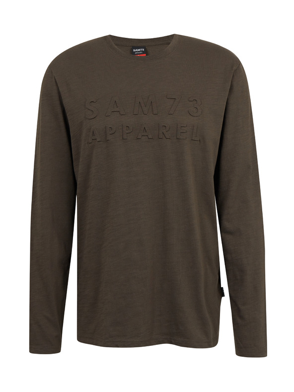 Sam 73 Мъжка тениска с дълъг ръкав в цвят каки SAM 73 Mindart