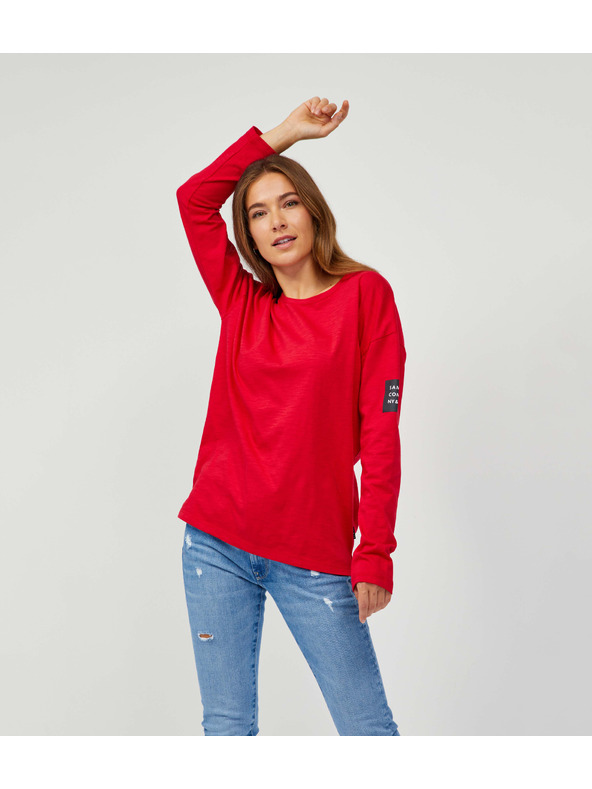 Sam 73 Червена дамска основна тениска с дълъг ръкав SAM 73 Ariasa