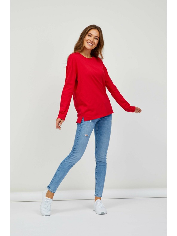 Sam 73 Червена дамска основна тениска с дълъг ръкав SAM 73 Ariasa
