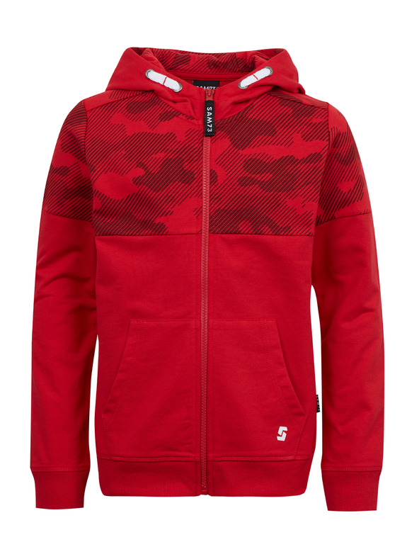 Sam 73 Червен мъжки суитшърт с качулка и цип SAM73 Musgravit