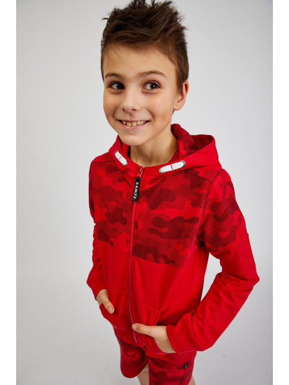 Sam 73 Червен мъжки суитшърт с качулка и цип SAM73 Musgravit