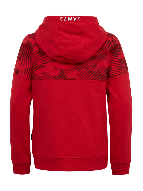 Sam 73 Червен мъжки суитшърт с качулка и цип SAM73 Musgravit