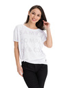 Sam 73 Бяла дамска свободна тениска с щампа SAM 73