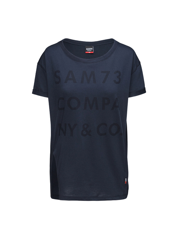 Sam 73 Тъмно синя дамска свободна тениска с щампа SAM 73