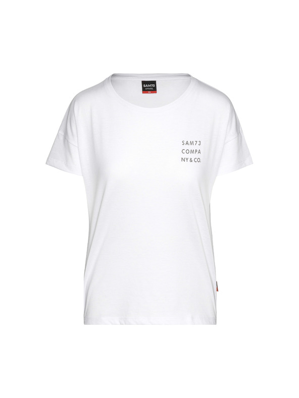 Sam 73 Бяла дамска тениска с щампа SAM 73