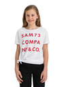 Sam 73 Бяла тениска за момичета с щампа SAM 73