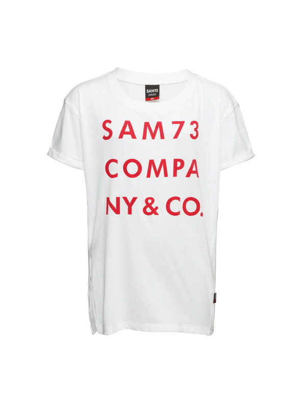 Sam 73 Бяла тениска за момичета с щампа SAM 73