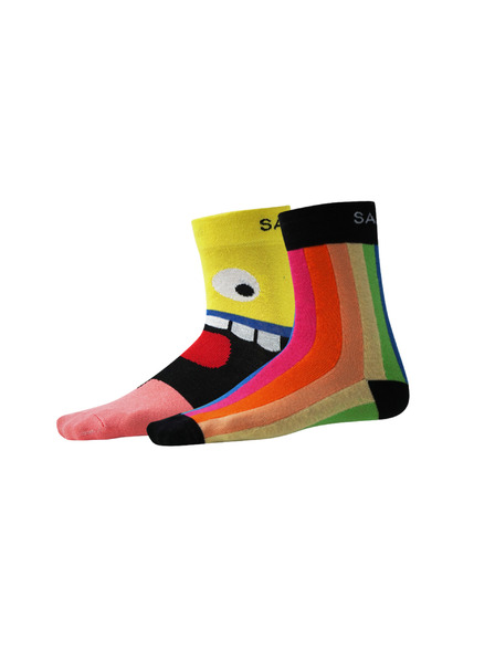 Sam 73 Комплект от два чифта шарени чорапи в червено и жълто SAM 73 Elquis