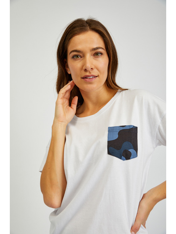 Sam 73 Бяла дамска тениска с джоб SAM 73 Marie