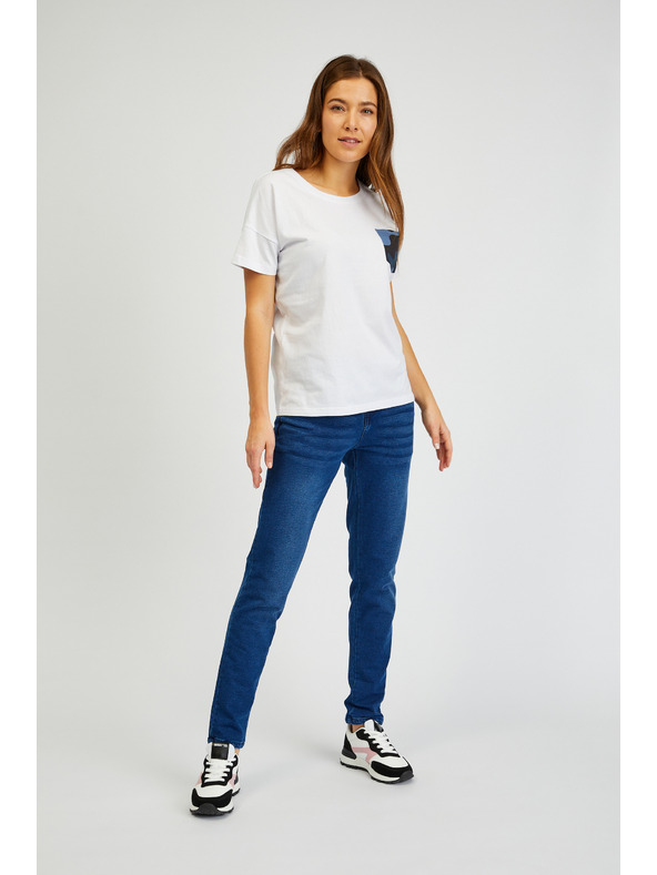 Sam 73 Бяла дамска тениска с джоб SAM 73 Marie