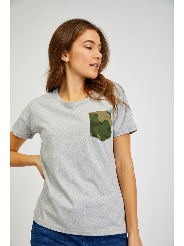 Sam 73 Сива дамска тениска с джоб SAM 73 Marie