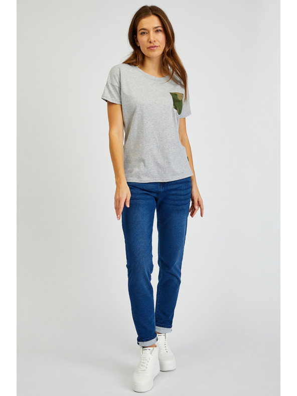 Sam 73 Сива дамска тениска с джоб SAM 73 Marie