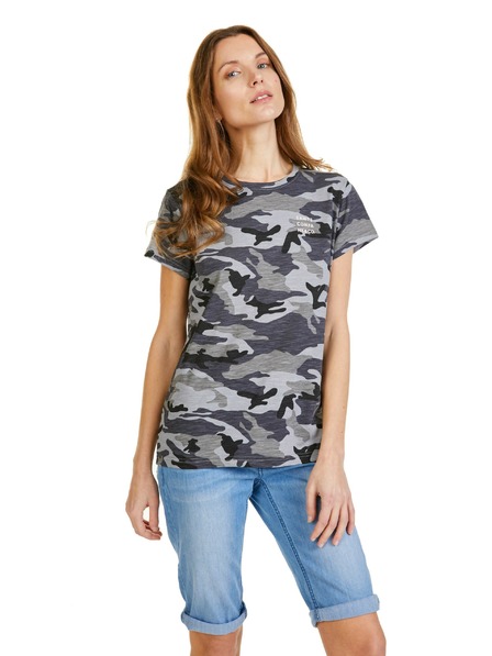 Sam 73 Тъмно сива дамска тениска с шарка SAM 73 Nora