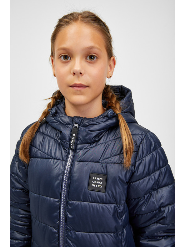 Sam 73 Тъмносиньо детско ватирано палто с качулка SAM 73 Nadine