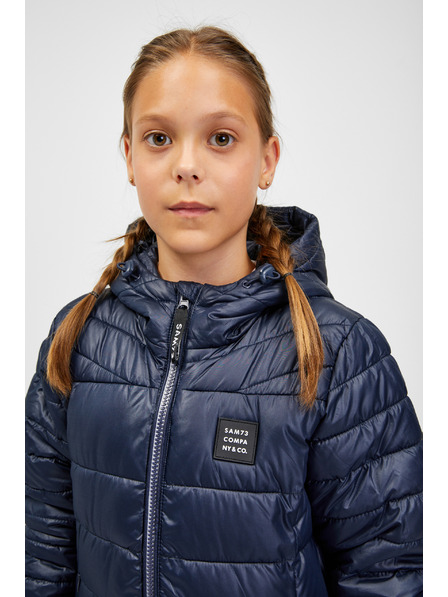 Sam 73 Тъмносиньо детско ватирано палто с качулка SAM 73 Nadine