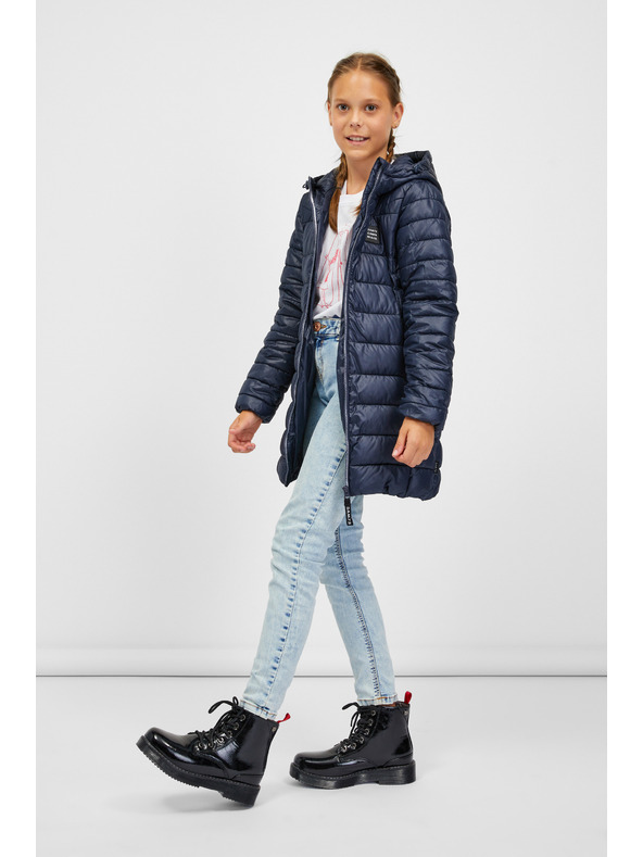 Sam 73 Тъмносиньо детско ватирано палто с качулка SAM 73 Nadine