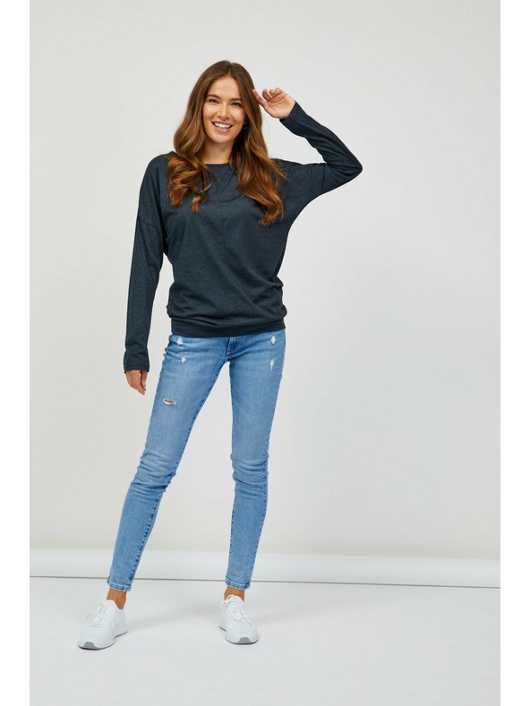 Sam 73 Черна дамска основна тениска с дълъг ръкав SAM 73 Azuka