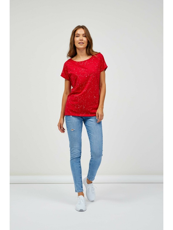 Sam 73 Червена дамска шарена тениска SAM 73 Heqa