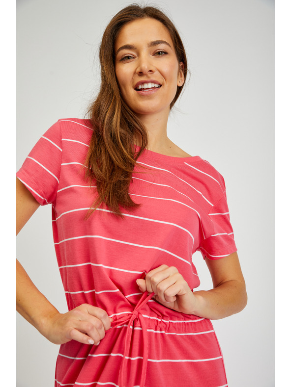 Sam 73 Червена дамска рокля на райета SAM73 Columba