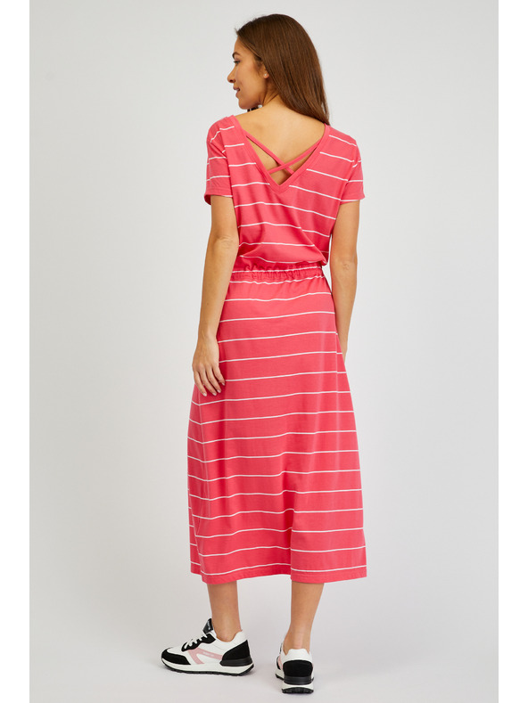 Sam 73 Червена дамска рокля на райета SAM73 Columba