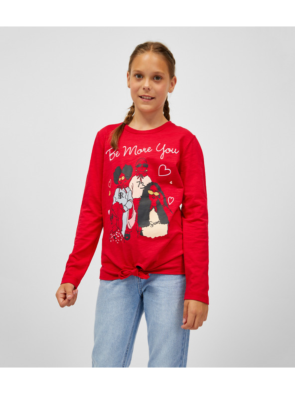 Sam 73 Червена тениска с дълъг ръкав за момичета SAM 73 Vadania