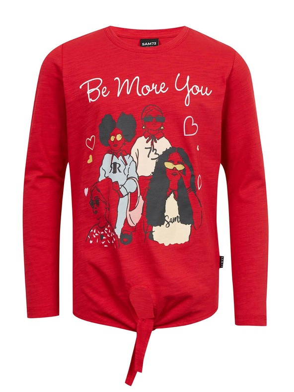 Sam 73 Червена тениска с дълъг ръкав за момичета SAM 73 Vadania