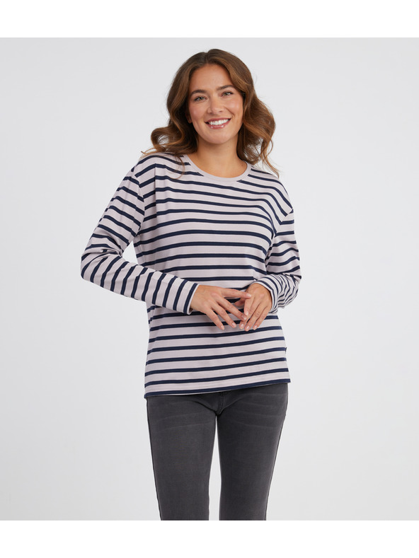 Sam 73 Синя и розова дамска тениска с дълъг ръкав на райета SAM 73 Prudence