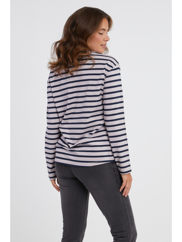 Sam 73 Синя и розова дамска тениска с дълъг ръкав на райета SAM 73 Prudence