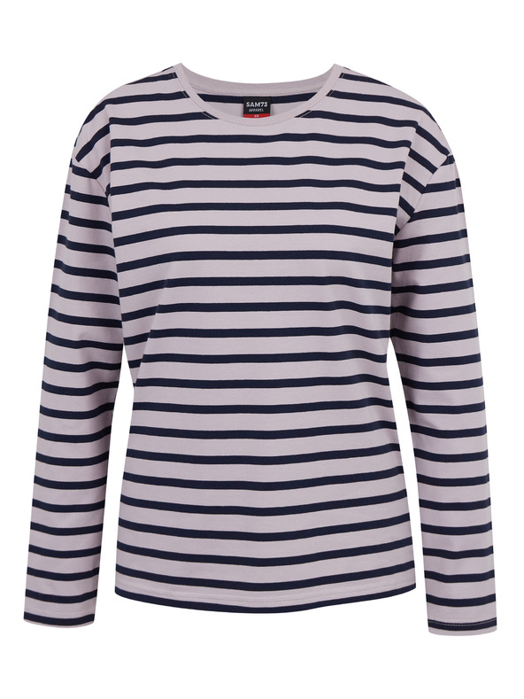 Sam 73 Синя и розова дамска тениска с дълъг ръкав на райета SAM 73 Prudence