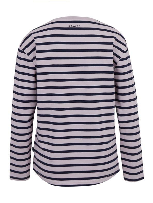 Sam 73 Синя и розова дамска тениска с дълъг ръкав на райета SAM 73 Prudence