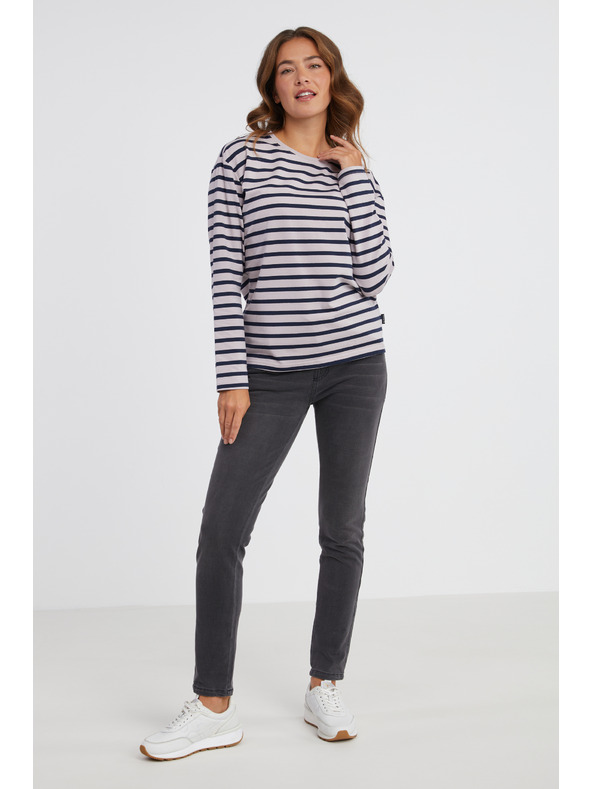 Sam 73 Синя и розова дамска тениска с дълъг ръкав на райета SAM 73 Prudence