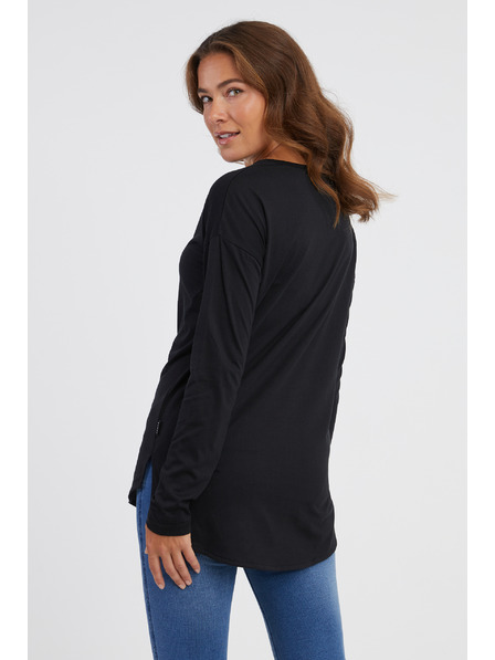 Sam 73 Черна дамска тениска с дълъг ръкав SAM 73 Sherri