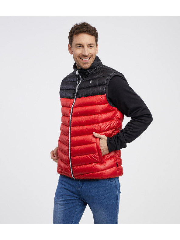 Sam 73 Черно-червена мъжка ватирана жилетка SAM 73 Potter