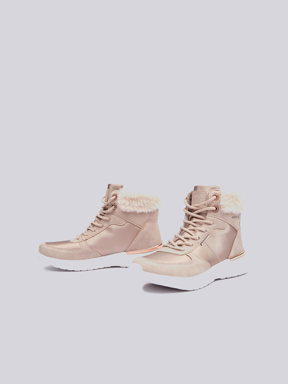 Sam 73 Светлорозови дамски зимни ankle обувки с детайли в велурена обработка SAM 73 Antlia
